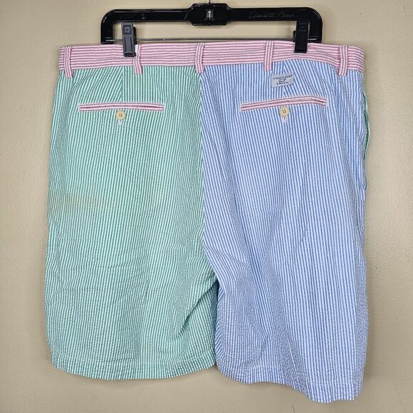 vineyard vines mens pierced seersucker club shorts size 38 pastel preppy yacht - Picture 6 of 7